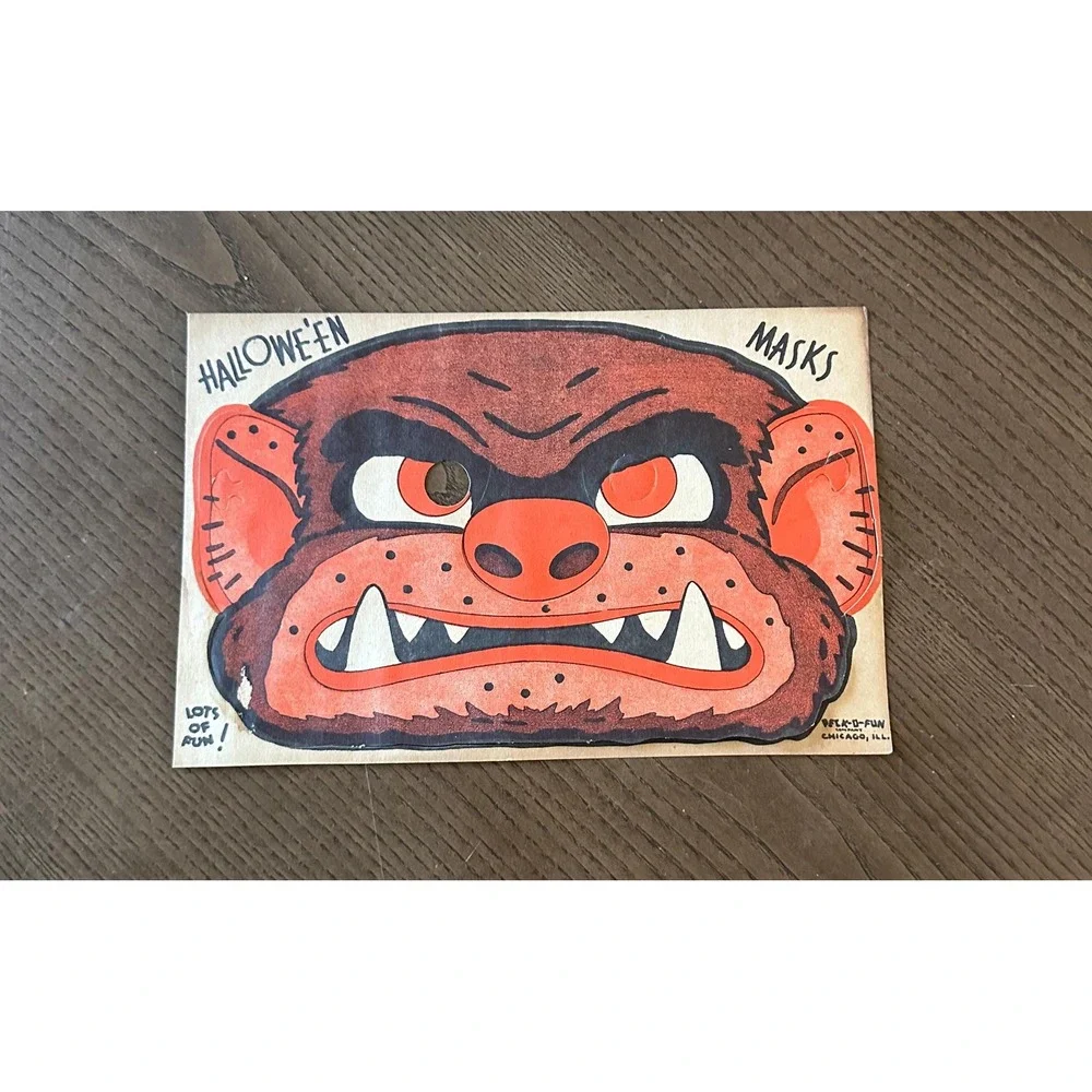 Antique Peck-O-Fun Chicago IL Halloween Halloween Gorilla Paper Mask‎